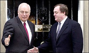 Dick Cheney (left) with John Prescott outside Number 10