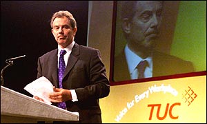 Prime Minister Tony Blair at last year's TUC conference